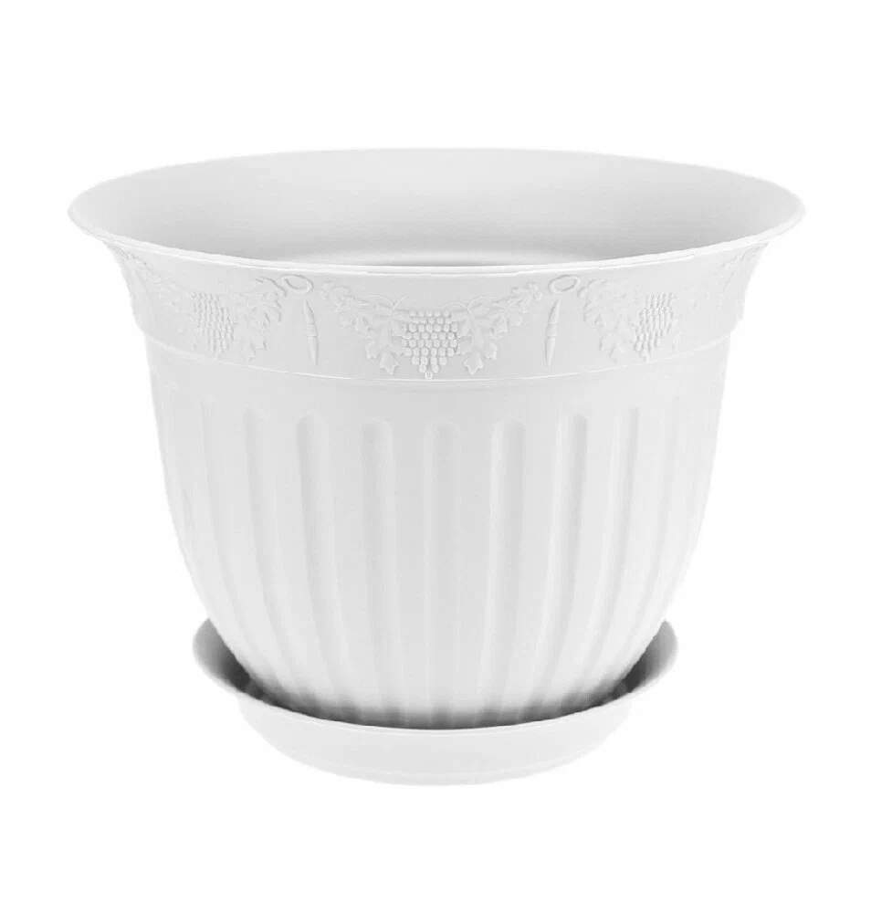 Горшок  Виноград  с поддоном д26 бел(4л)/20. Д1213