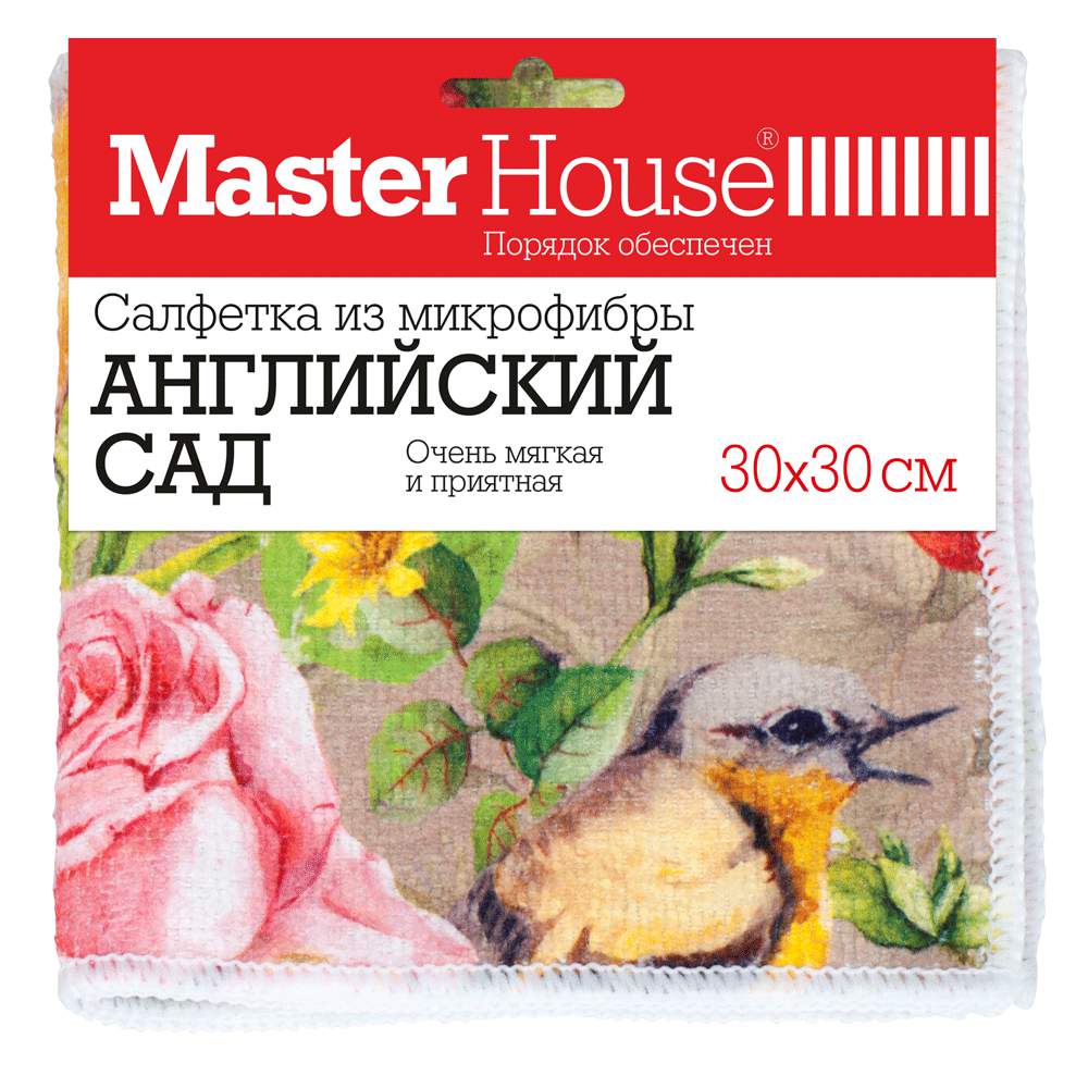 MASTERHOUSE Салфетка д/уборки 60448 Английский сад микрофибра 30*30см с рис.