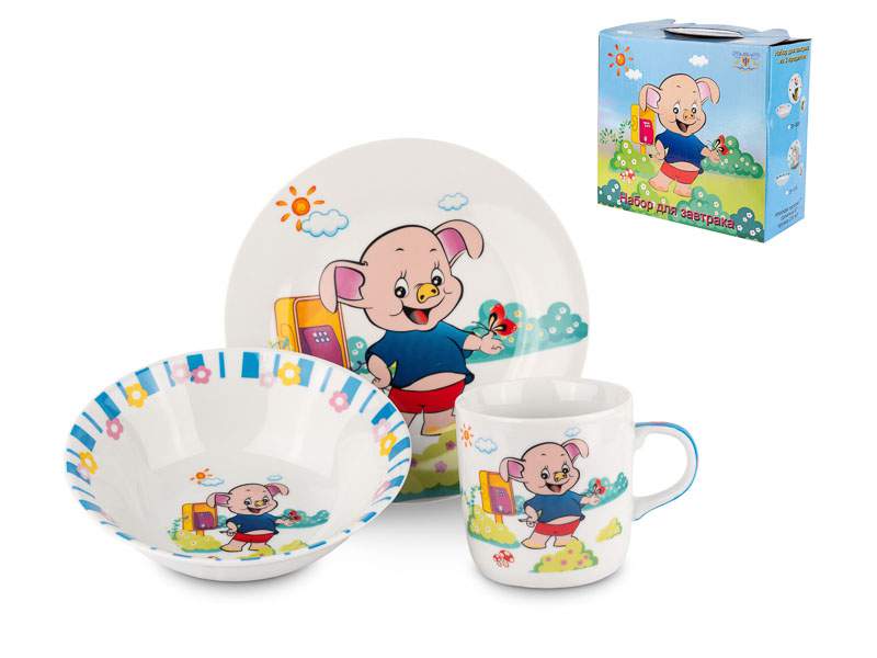ФОКУС Набор детской посуды Поросенок 3пр. 3-532