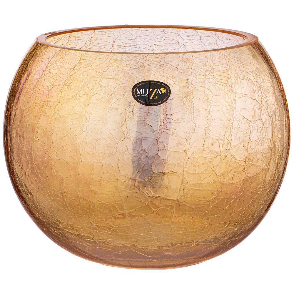 MUZA Ваза 380-637 Cracle Amber 3л d18см h16см шар