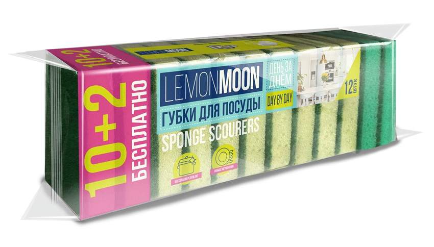 LEMON MOON Набор губок L011 д/посуды 12шт 87х58х23мм абразив TERSO 500