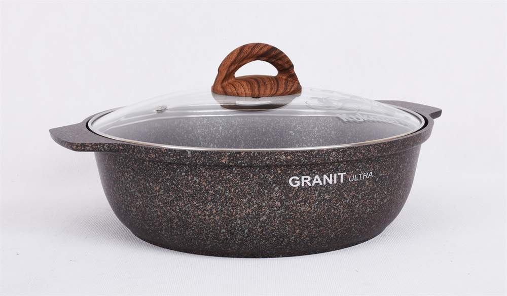 KUKMARA Кастрюля-жаровня жго51а 5л 29х14см АП Granit Ultra (original) стеклянная крышка