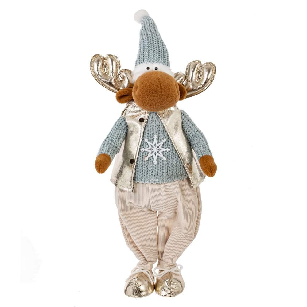 REMECO COLLECTION Игрушка набивная 822392 Олень голубой/золото 24х14х48/63см 2 вида 