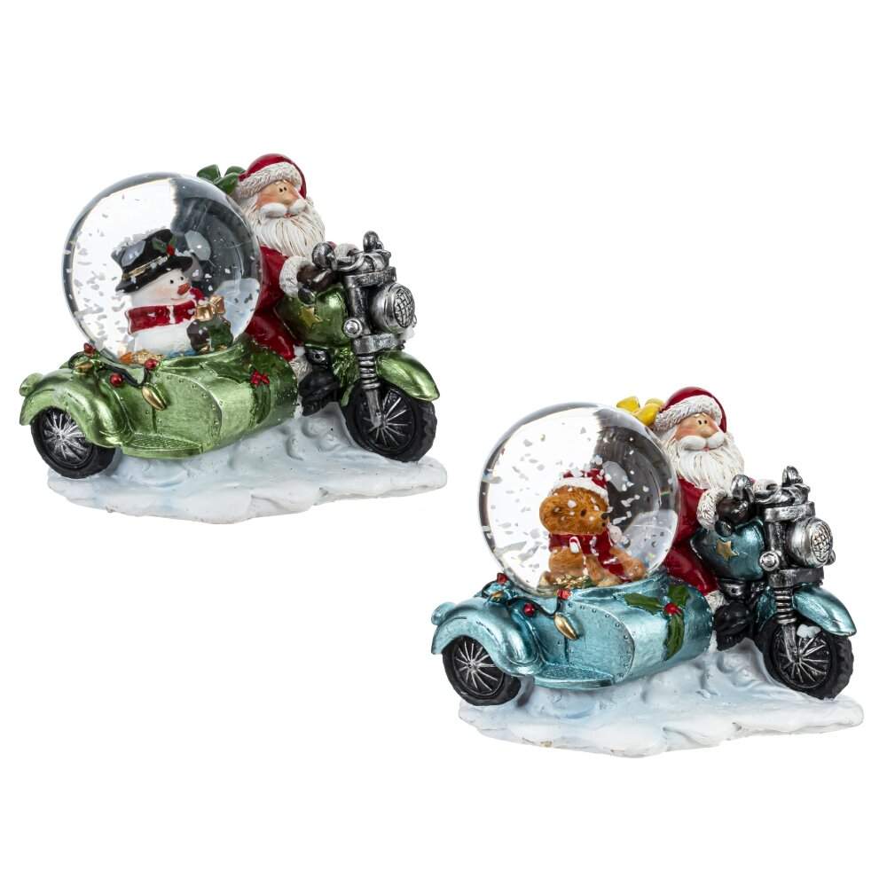 REMECO COLLECTION Фигурка 812401 Шар водяной Дед Мороз на мотоцикле 7х9х8см 2 вида