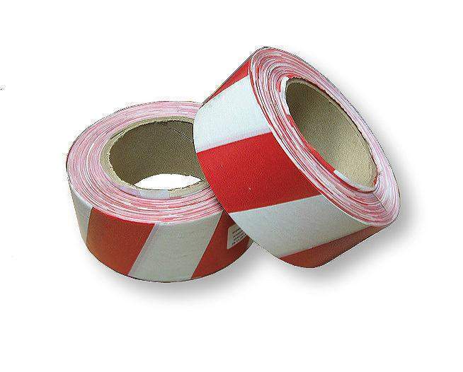 Лента разметочная с липким слоем 50х25м полимерная бело-красная клейкая  TWM512T/2604