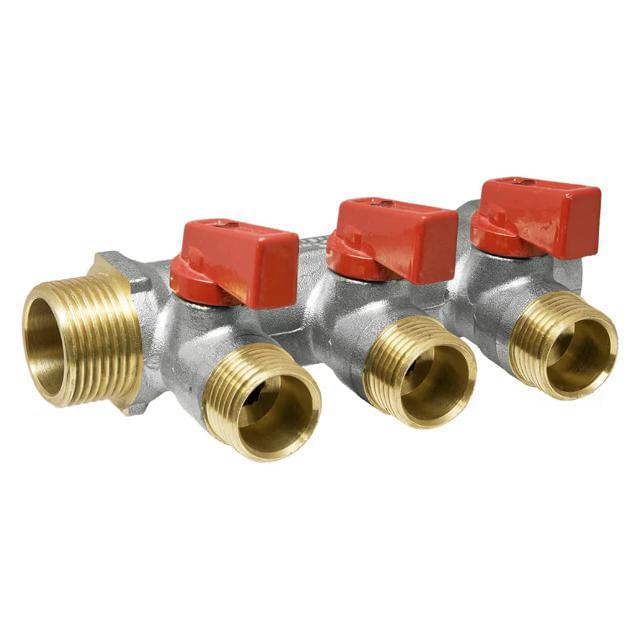 Коллектор 3/4"х3 вых 1/2"  н/р  с отсек. кранами  VTc.580.N.0503