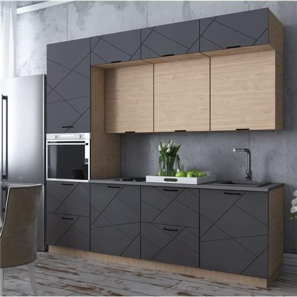 Набор кух/меб SPLIT 2,4м Гиннес матов./Сосна северная+столеш. Т=38 Сосна Бискайская