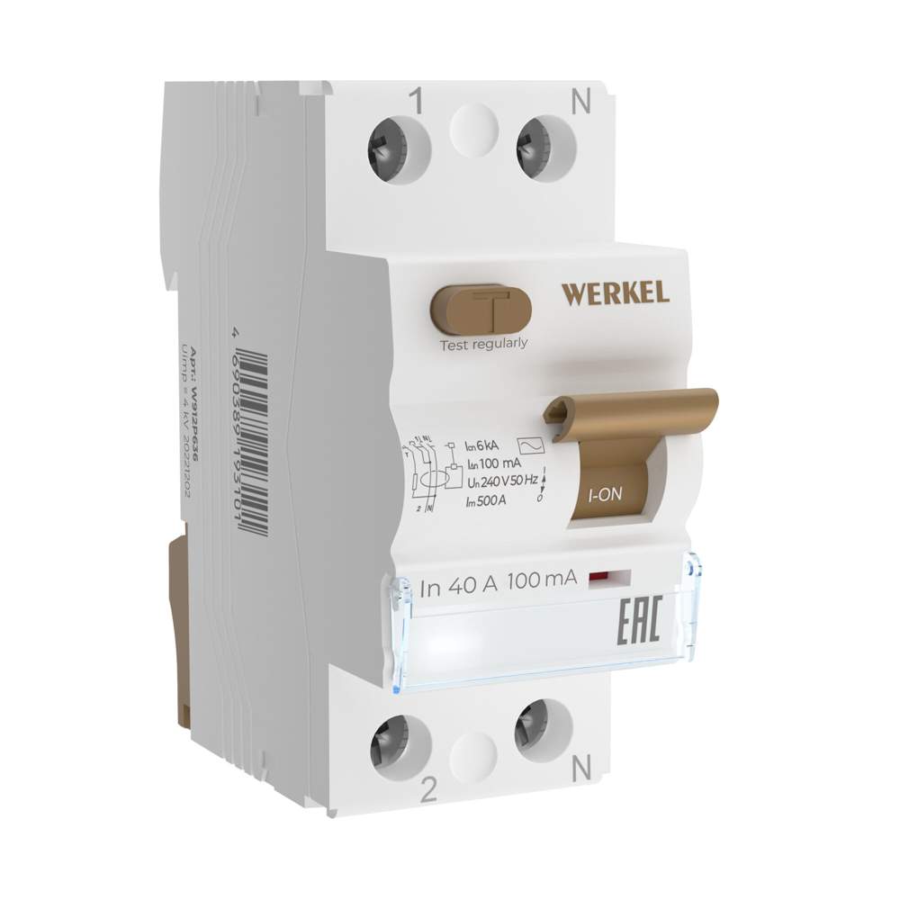 Уст-во защитного отключения  Werkel  1P+N  40 A 100ma AC 6 kA   W812P404/а065610