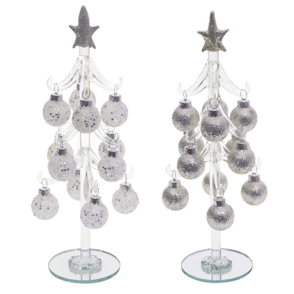 REMECO COLLECTION Ёлочка 741078 декоративная с шарами 10х10х25см 2 вида (стекло)