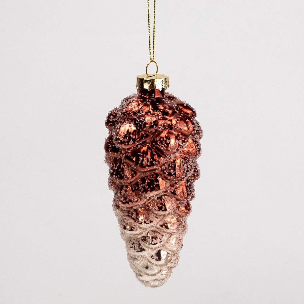 DECOLINE Игрушка елочная Шишка 982304313 с глиттером темно-коричневый 6х6х12,5см (стекло) 