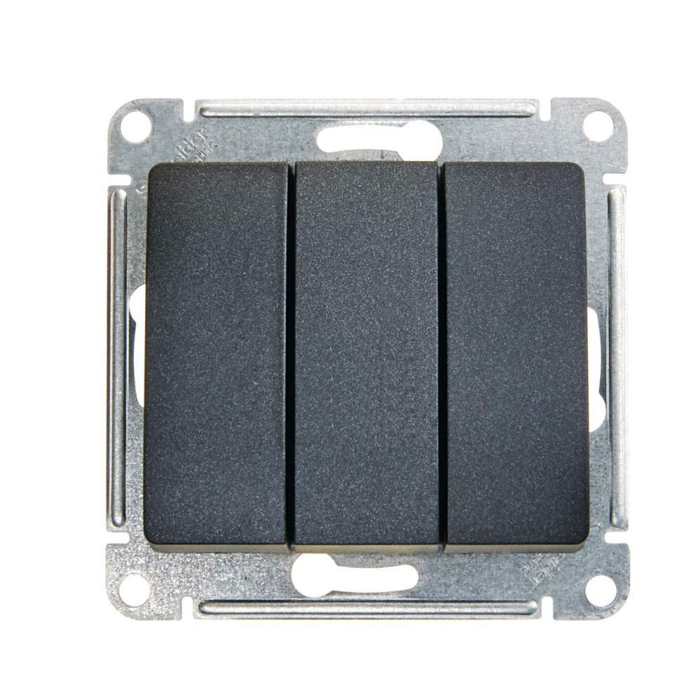 Выключатель SE Glossa  Графит 3-кл сх.3 10А IP20 10AX  SE GSL001331