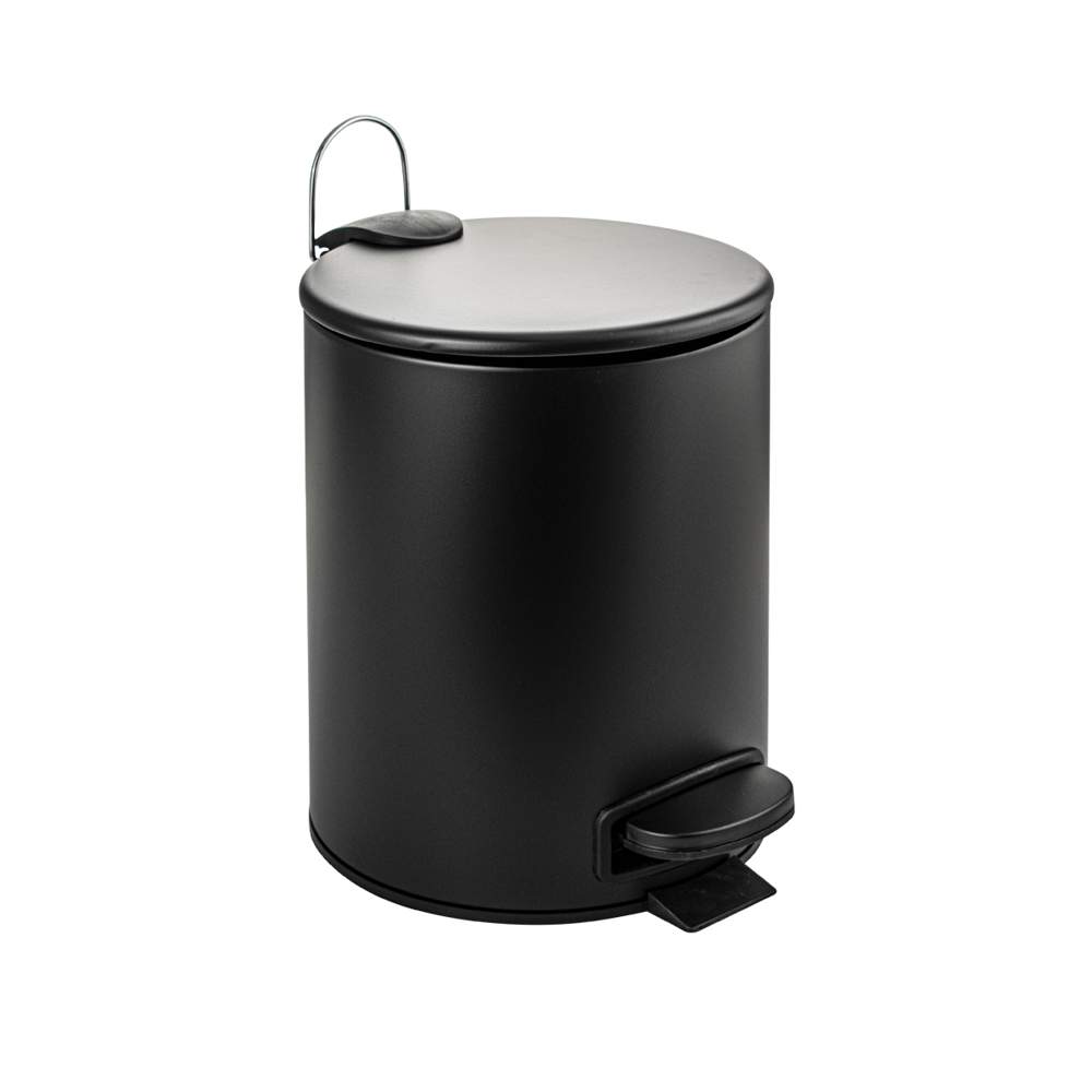 Ведро круглое   5л с пед. нерж. с микролифт.   ЧЕРНОЕ Санакс 10501