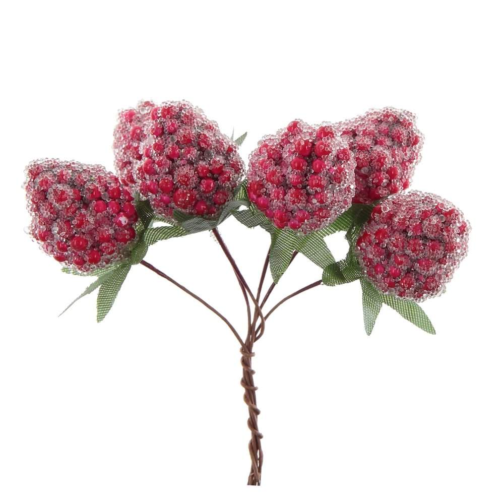 REMECO COLLECTION Изделие декоративное 762460 Ягодки с инеем красный 8х8х11,5см 
