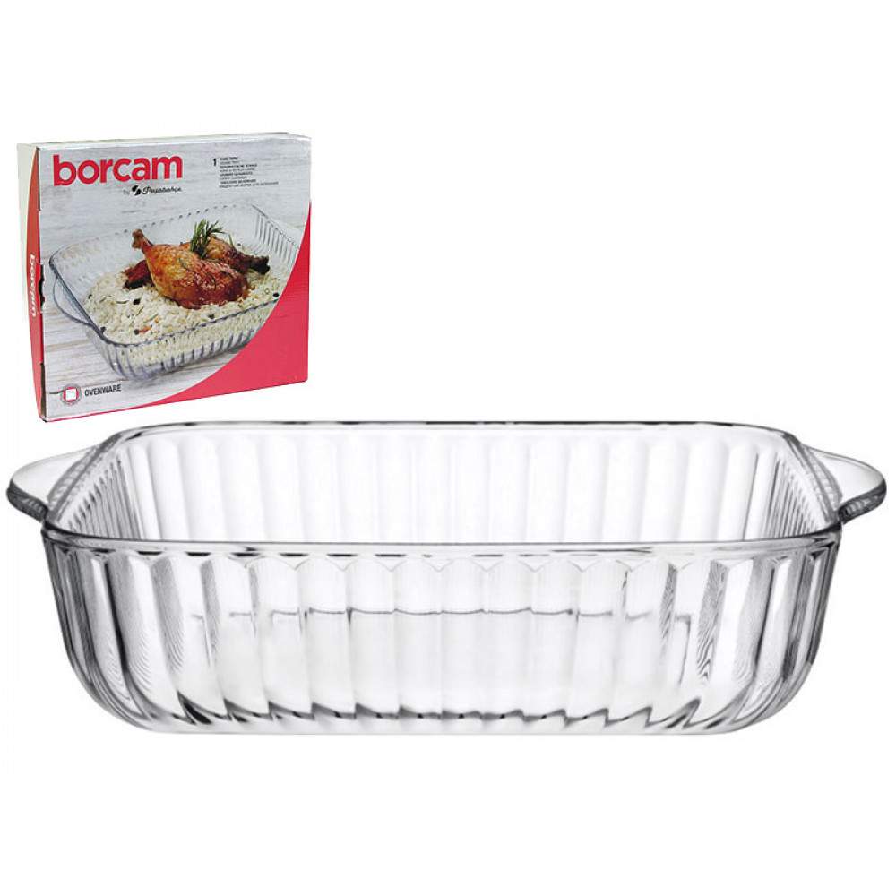 BORCAM Форма 59384 1950мл прямоугольная с ручками рефленая 256х220х59мм