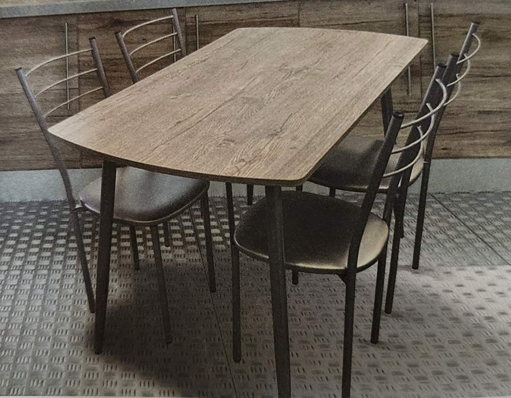 Стол Обеденный Иния дуб нордик/д.40 конус хром лак+4 стула Тюльпан МИС хром лак/стальной