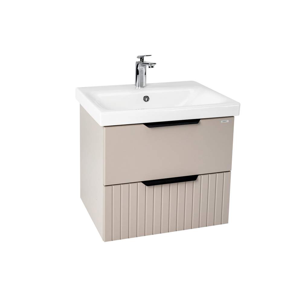 Тумба п/умыв. Сицилия 60 2 ящ.  напол.Капучино+ умывальник Como 60/Moduo 60  Белый