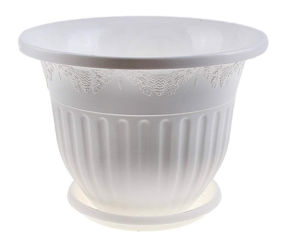 Горшок  Виноград д.19 с поддоном  1,6л белый  Д1209