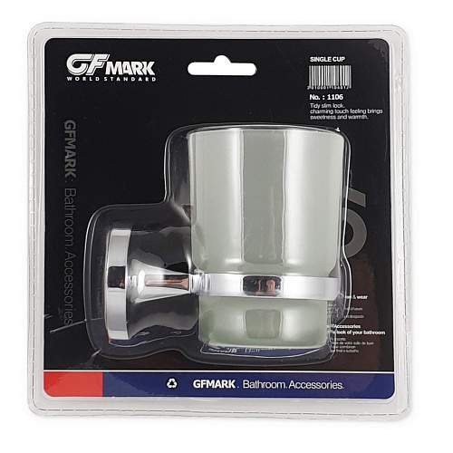 Стакан стеклянный GFmark  1106  с креплением к стене с ун верс.крепеж.