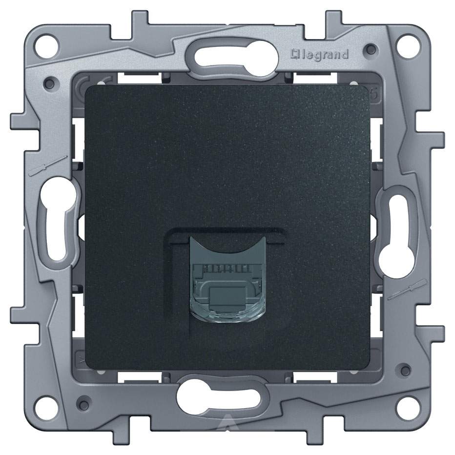 Розетка Etika тел. антрацит RJ11  672640