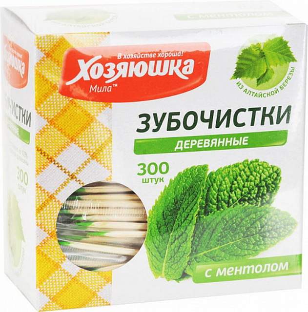 ХОЗЯЮШКА МИЛА Зубочистки 09057 в индивидуальной упаковке ментол 300шт