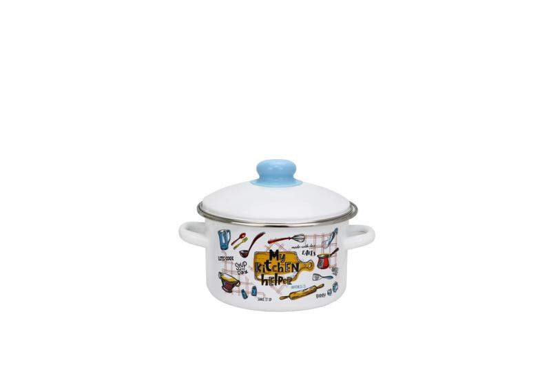 ЭМАЛЬ Домашняя кухня Кастрюля 2л цилиндр белый 01-1610/4