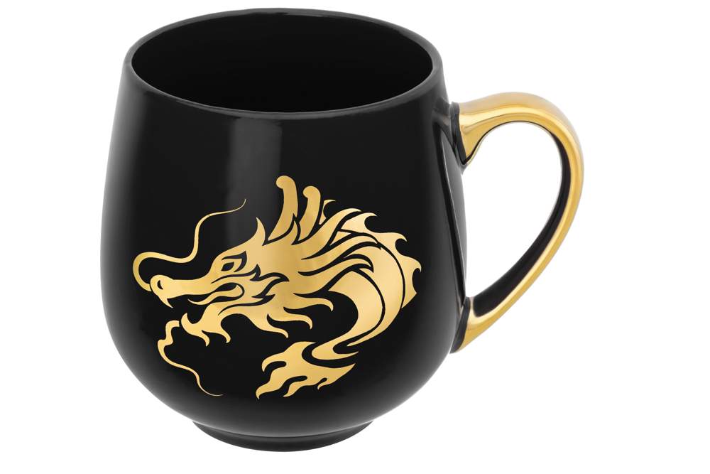 ELAN GALLERY Кружка 880183 Золотой дракон на черном 530мл 13,5х10,5х10,7