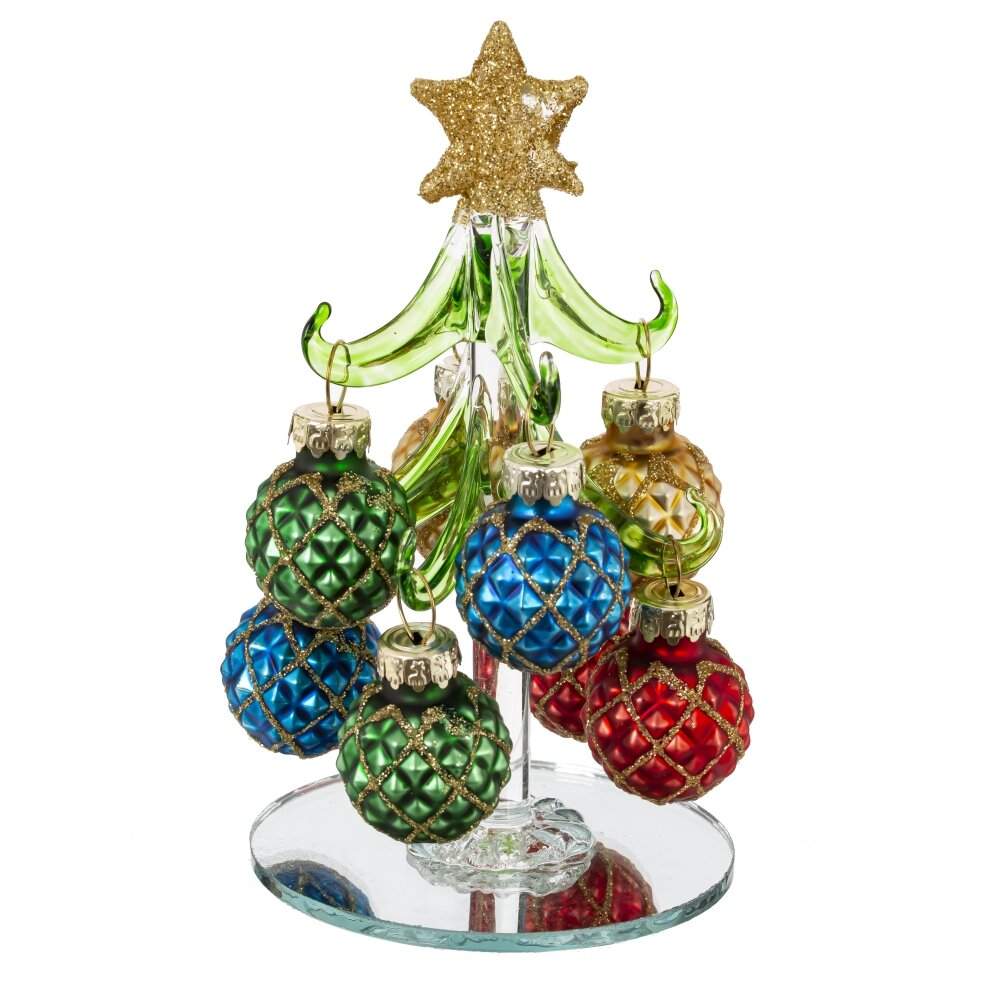 REMECO COLLECTION Ёлочка 822474 декоративная с шарами 7х7х13см (стекло)