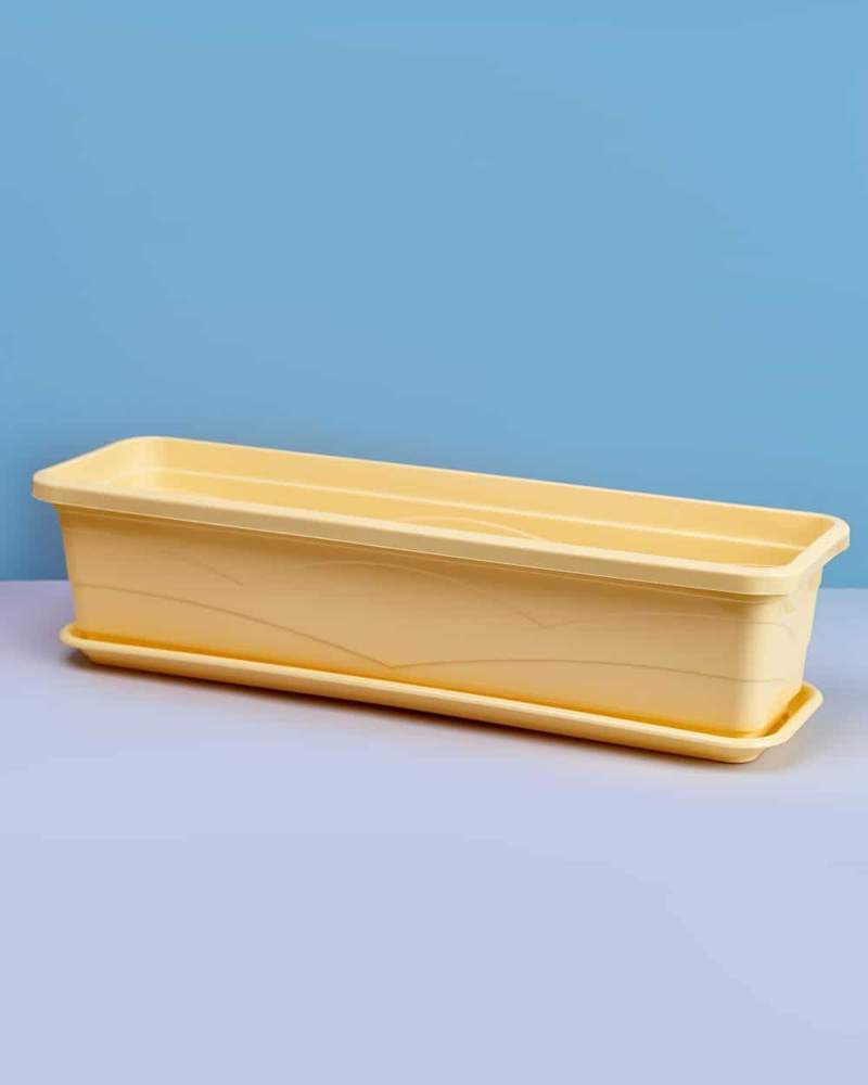 Ящик балконный 60см кремовый с поддоном ПА202 (Plast Avenue)