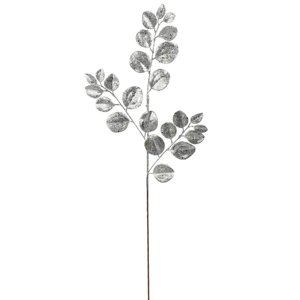 DECOLINE Ветка декоративная HST24-929-2 с глиттером 81см серебро 