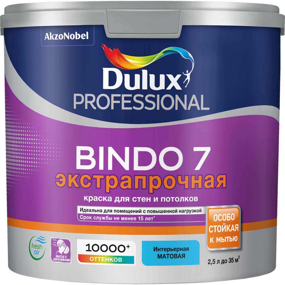 Краска Dulux / Luxium  Bindo  7 для стен и потолков матовая база BC  2.25л  5309399