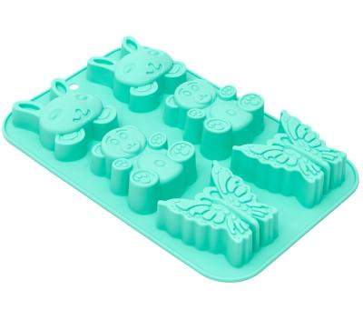 КАТУНЬ Форма КТ-S-360 д/выпечки кексов Заяц/Мишка/Бабочка 6 ячеек силикон 25,5х17х3см