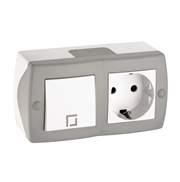 Блок Mono Octans 104-020001-180  Сер/Бел  Выкл.1кл + Розетка