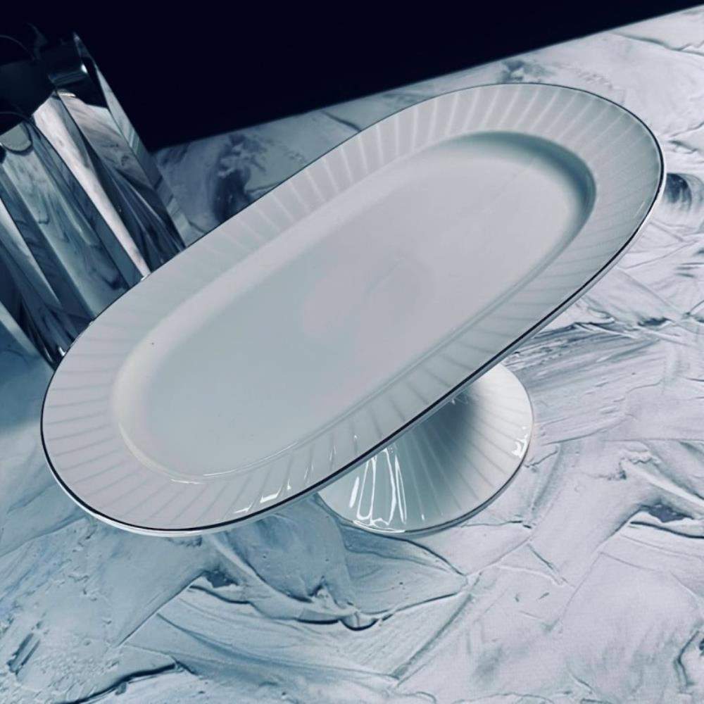 LENARDI Marzipan Grey Блюдо 102-054 овальное 30,5см на ножке  