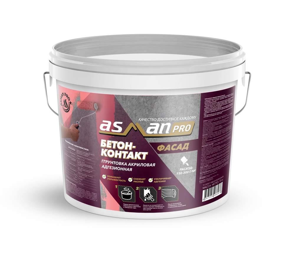 Бетон контакт AsmanPro" грунтовка акрил. адгезионная 7кг