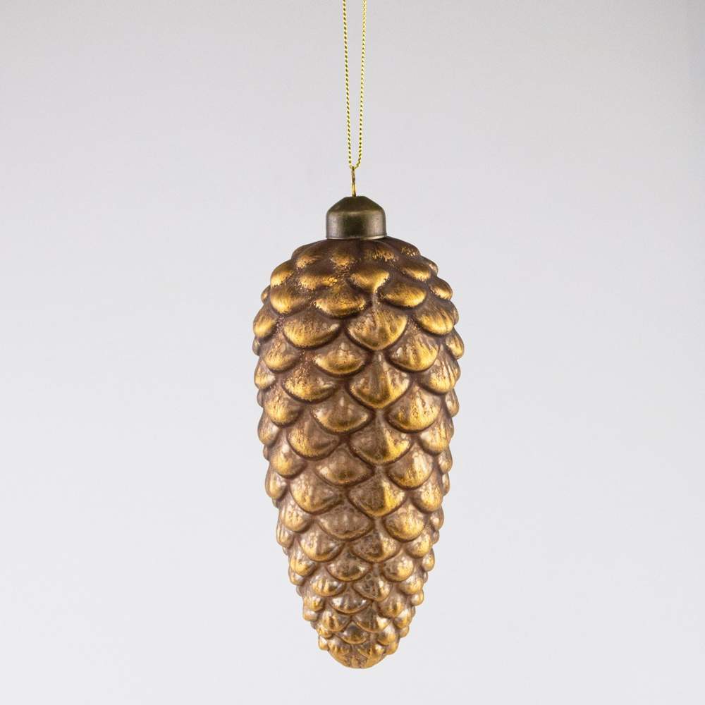 DECOLINE Игрушка елочная Шишка EBE242218 золото 15х7см (стекло) 