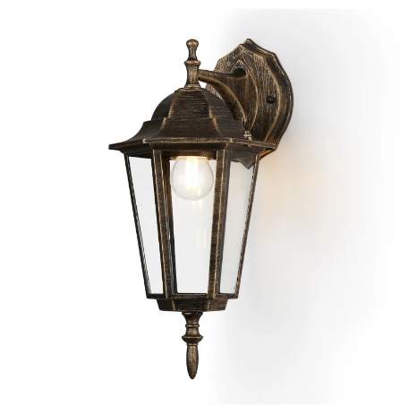 ST2019 GD/BK/CL Светильник уличный настенный золото/черный/прозр. IP54 E27 max 40W 360*150*210