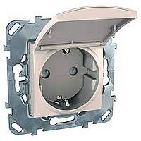 Розетка SE Unica Беж. 1-ая с/з с кр.с защ.шт.MGU5.037.25TAZD