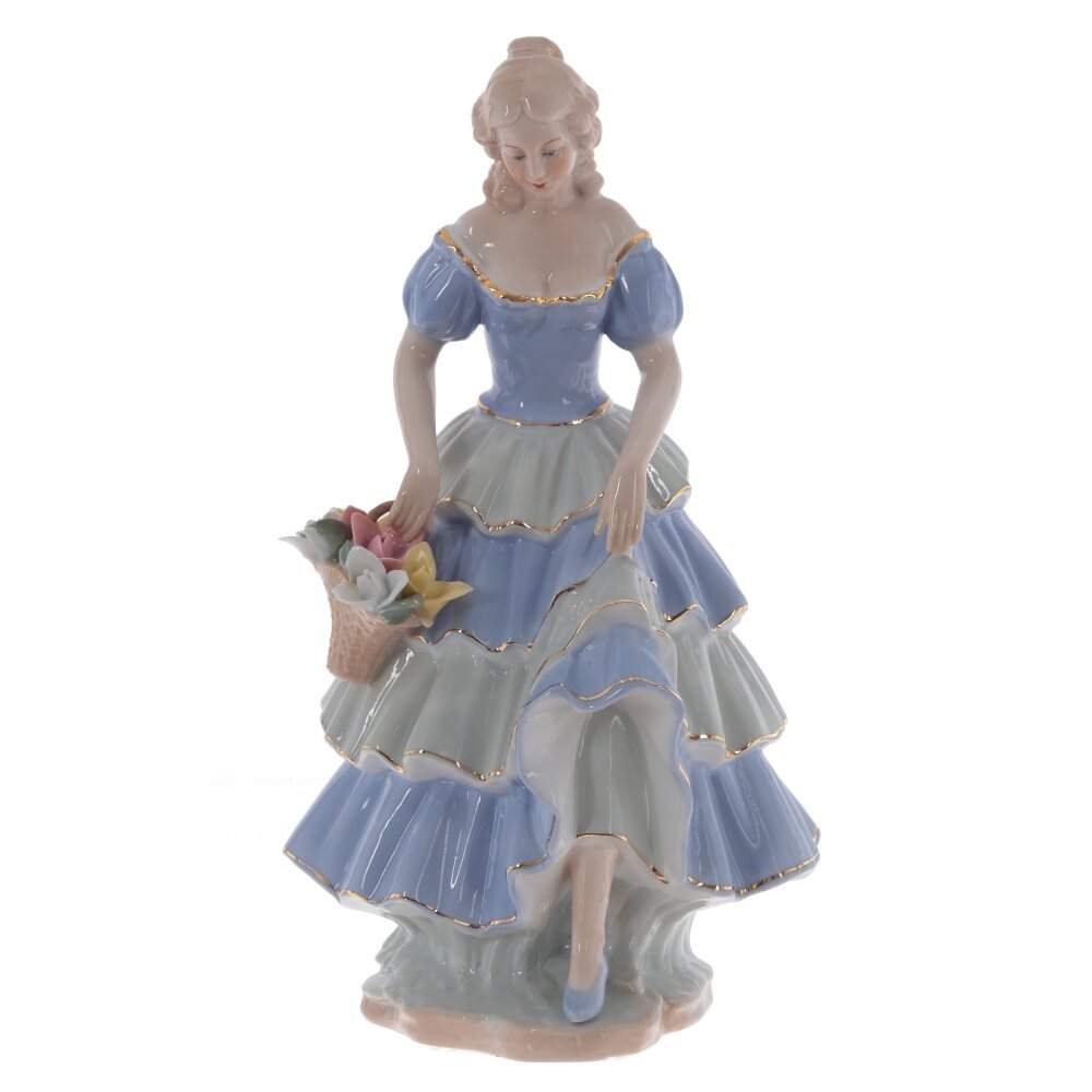 REMECO COLLECTION Статуэтка 804740 Девушка с корзинкой цветов фарфор 16,5х14,5х30см