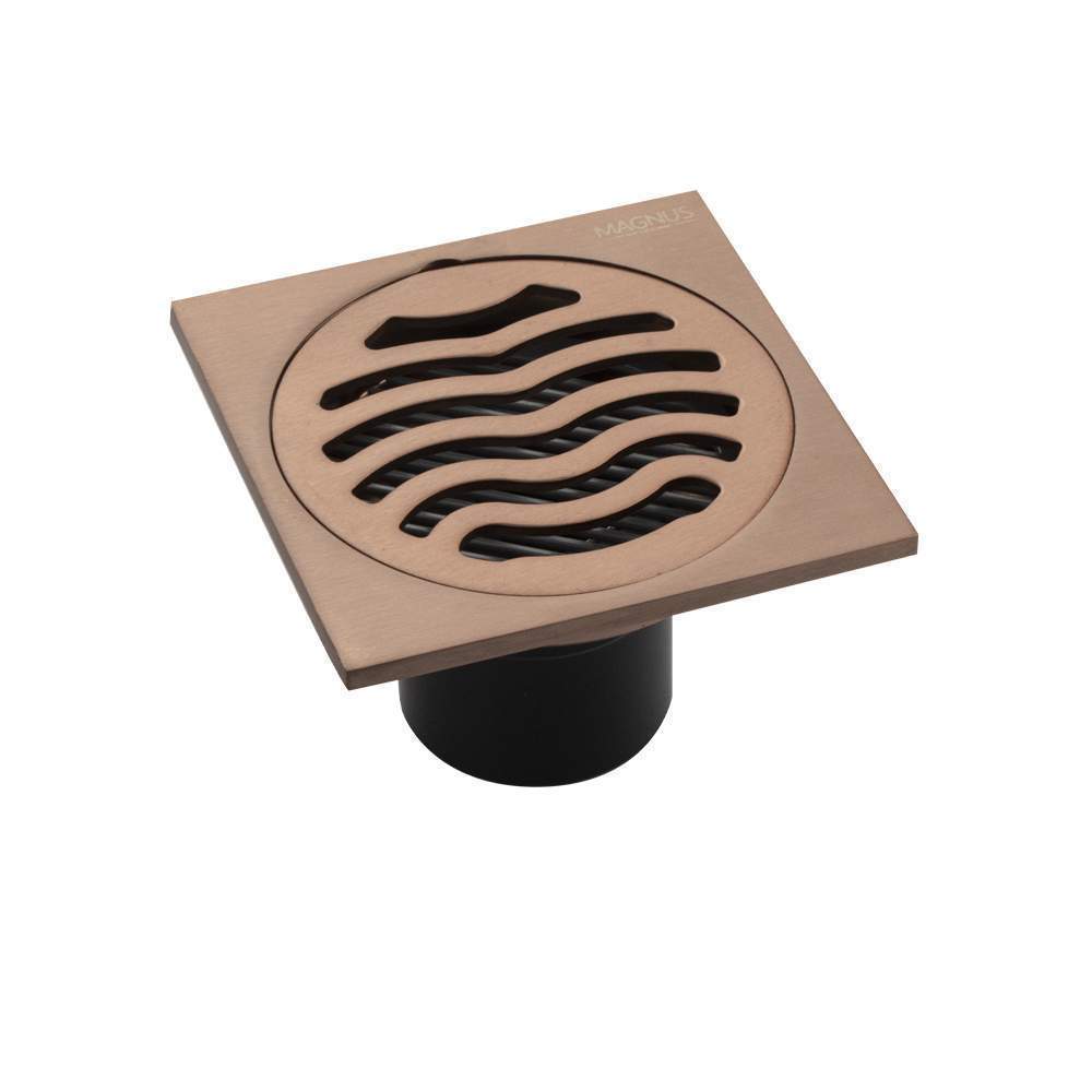 Трап MAGNUS Медь 100*100 выход 50мм верт.крышка решетка  нерж.ст. 1165