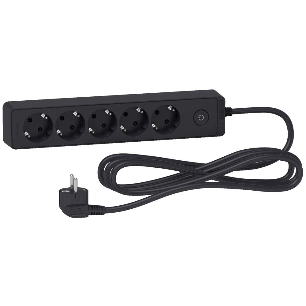 Удлинитель UNICA EXTEND 5 роз. 2К+З  3м черн.SchE ST9453B 513132