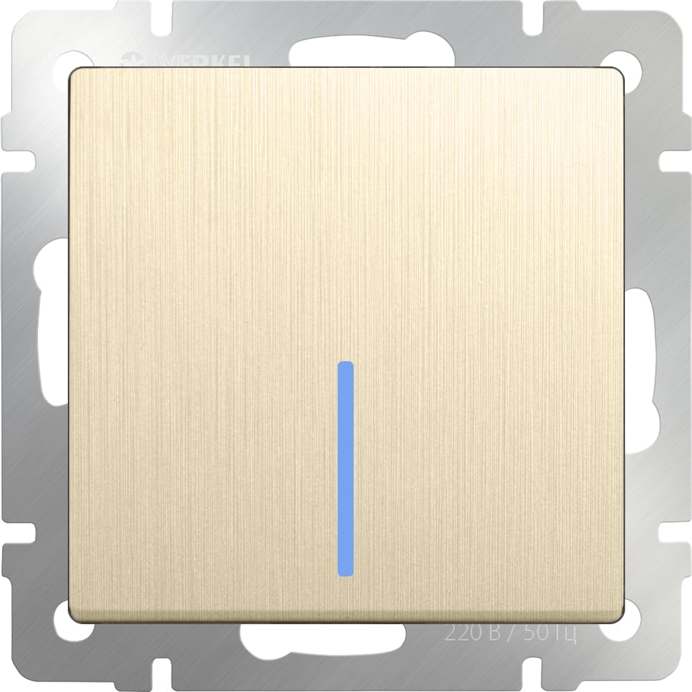 Выкл.  Frame 1-кл. проходн. с подсв.  шампань рифленый  WL10-SW-1G-2W-LED  -  W1112110