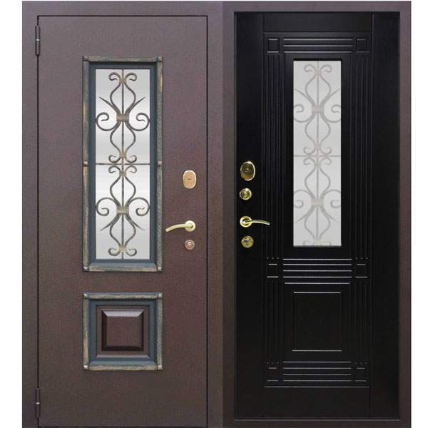 Дверь мет. Верона 860*2050 правая ковка стекло (закрытый+утепл.короб)