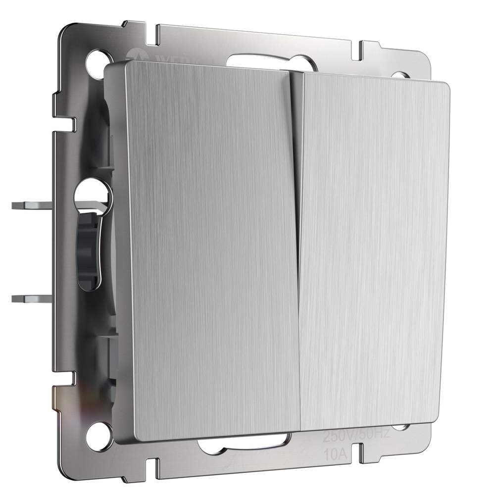 Выкл.  Frame 2-кл.  серебряный рифленый  WL09-SW-2G  -  W1120009