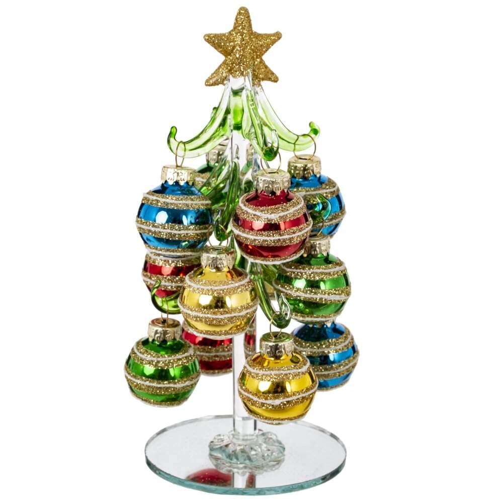REMECO COLLECTION Ёлочка 822472 декоративная с шарами 7х7х16см (стекло)