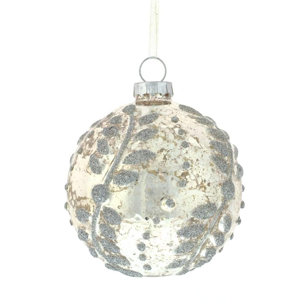 REMECO COLLECTION Игрушка елочная Шар 745218 Омела серебро стекло 8см