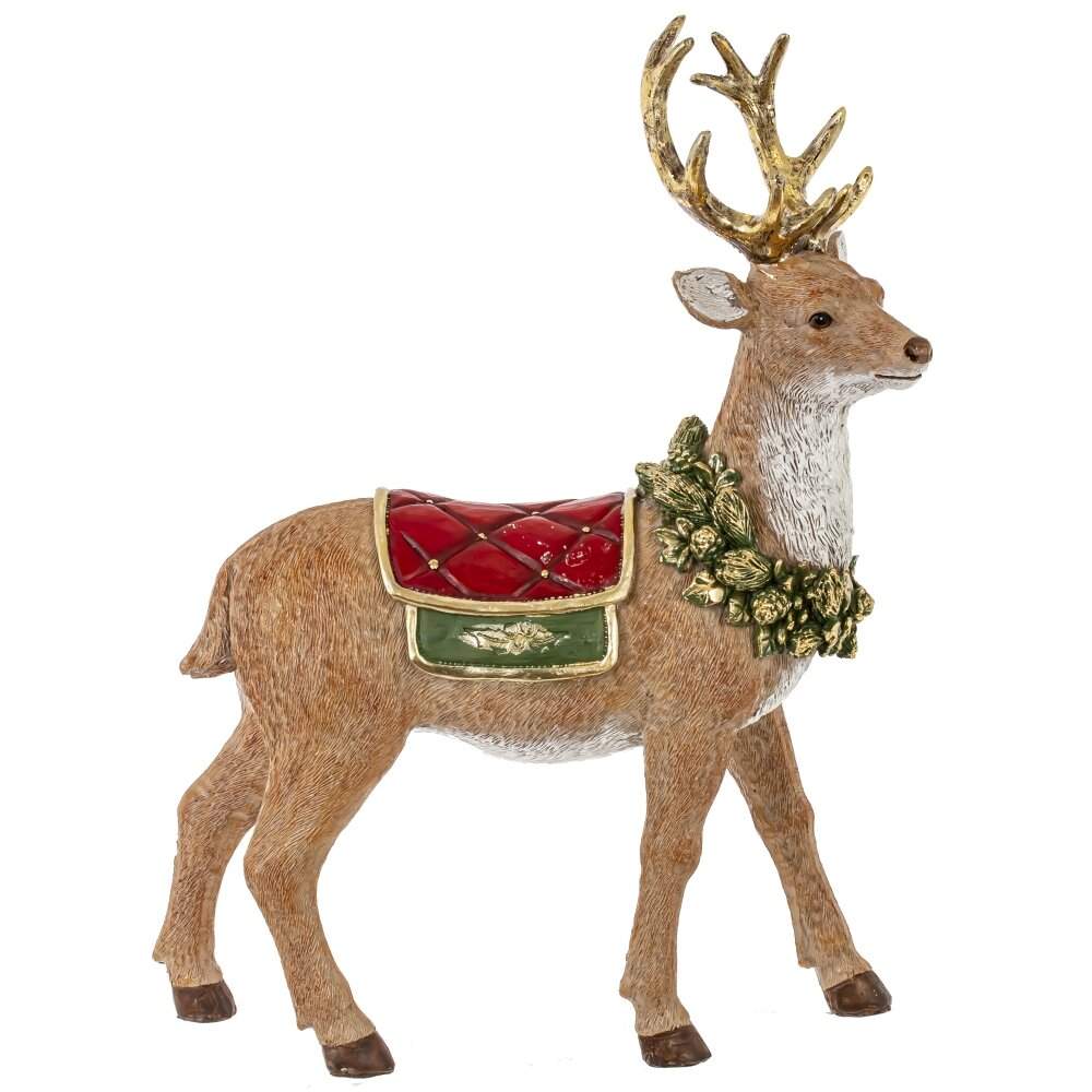 REMECO COLLECTION Фигурка 824084 Олень с еловым венком 25х8х33см (полимер)