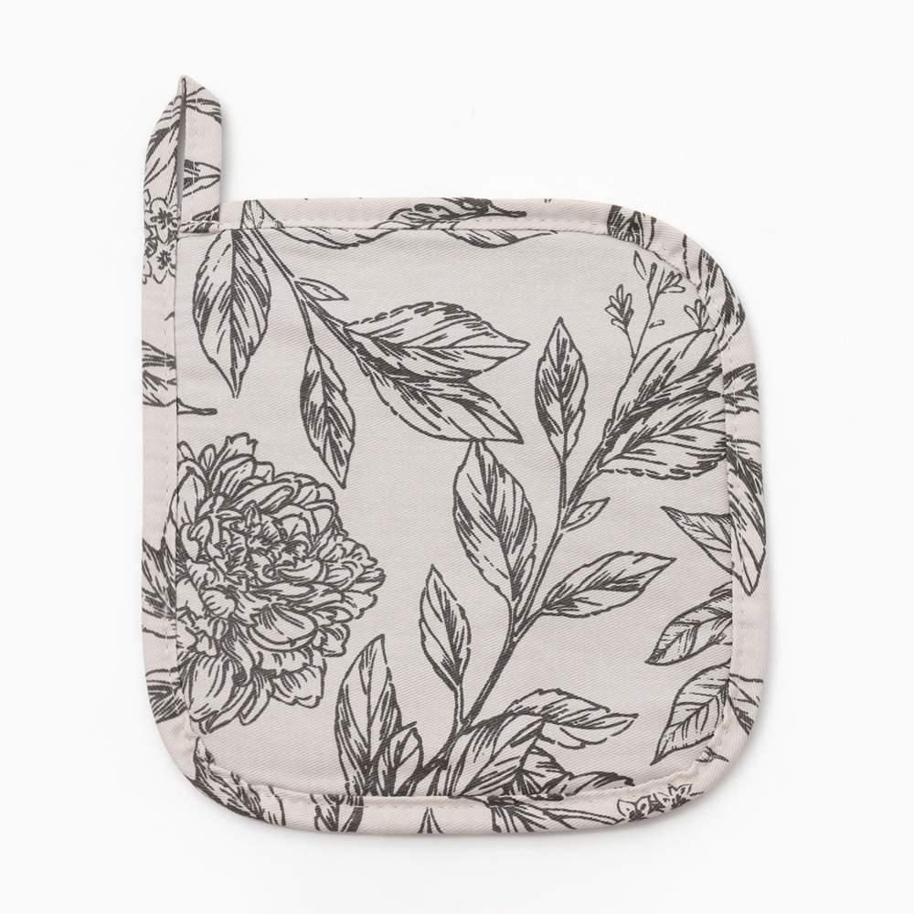 ЭТЕЛЬ Black flowers Прихватка 19х19см саржа,100% хлопок 190г/м2 10283367