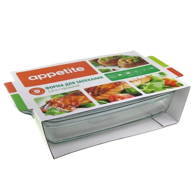 TM APPETITE Форма RCR3 д/запекания прямоугольная с крышкой 2800мл 34х20см h11см 