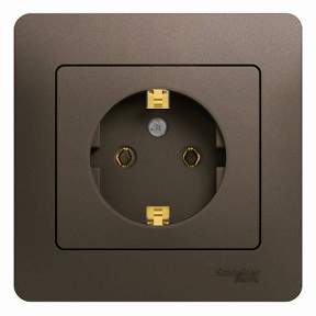 Розетка SE Glossa  Шоколад  1-м СП  с/з в сборе с рамк  GSL000842