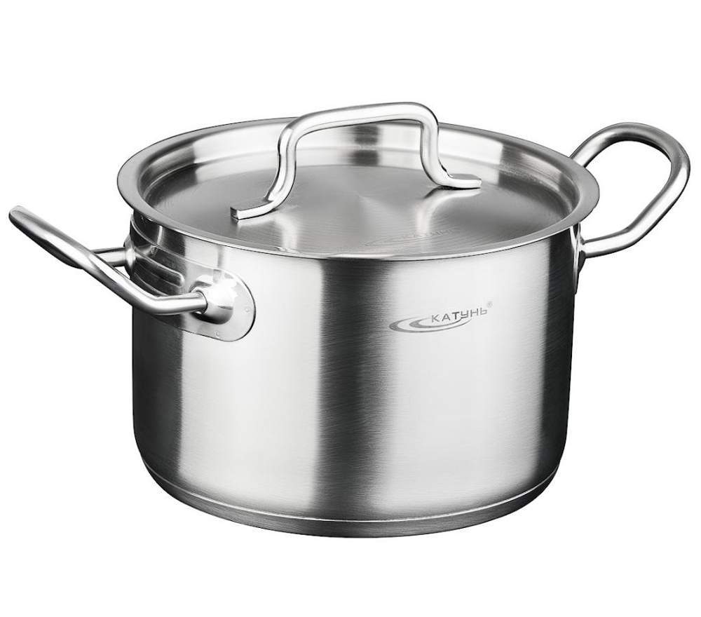 КАТУНЬ Общепит-Шеф Кастрюля  3л d18 h12 с мет.крышкой нерж.тройное дно КТ-ОБ-03 